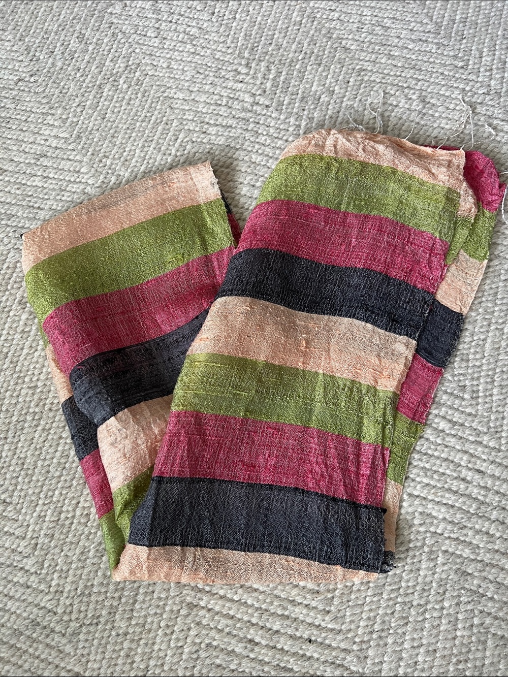 Long silk stripe scarf